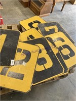 (8) NUMBERED TIN SIGNS,18 X 24", NUMBERS 1 THRU 8