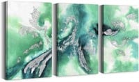Green Abstract Canvas Wall Art 3 Piece Turquoise