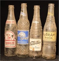 4 painted label soda bottles