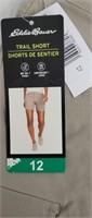$22-Ladies size 12 beige Eddie Bauer trail shorts
