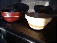 VINTAGE CROCK STONEWARE BOWL SET OF 2 HOME DECOR