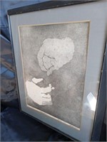 VINTAGE 1978 "HANDS #4" ABSTRACT SKETCH LITHOGRAPH