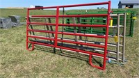 (1) Red Corral Panel, 6-Rail, 10ft Long, 2" x 16ga