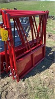 (1) Red Feeder Gate, 3-Rail, 4ft Long, 2" x 16ga