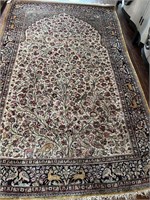 7.3' x 4.7' SEMI-ANTIQUE; 100% Silk Qum Persian