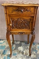 ANTIQUE 19TH CENT. LOUIS XVI SIDE TABLE W/ MARBLE