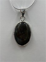 20 Inch Sterling Silver Agate Gemstone Necklace