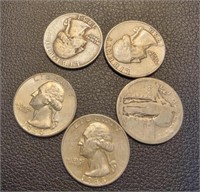 (5) mixed lot 90% silver quarters