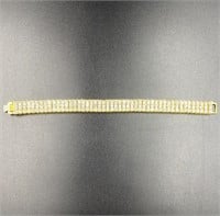 Gold Overlay White Sapphire 3 Row Tennis Bracelet