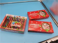 2 joybrite mini candy canes, dum dum candy canes