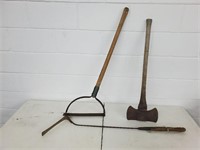 Double bit axe and sling blades