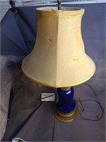 ANTIQUE HOME DECOR BLUE DESK LAMP WITH GILT BRASS