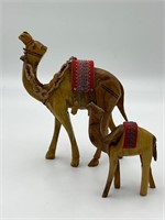 Vintage hand carved camels olive wood