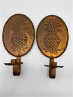 Pair of pineapple Punched copper candle holder