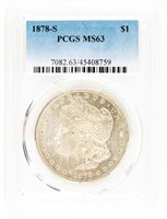 Coin 1878-S Morgan Silver Dollar, PCGS-MS63
