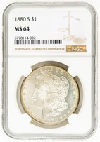 Coin 1880-S Morgan Silver Dollar, NGC-MS64