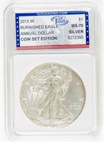 Coin 2013-W Burnished Silver Eagle, IGS- MS70