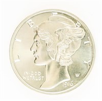 Coin 2 Troy Oz. Silver Round, Mercury Dime 2016-D