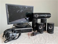 Samsung Speakers, Computer, Power Chords, Screen