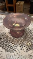 5.5”x4” tall leaf etched pedestal bowl
