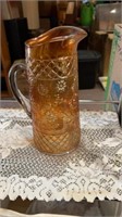 11”  tall, sunflower etched pitcher