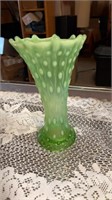 8.5” tall Green Fanned Vase