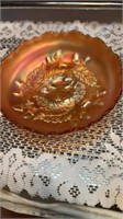 7” Round Acorn Adorned Etched Dish