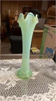 12” tall green fluted vase