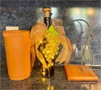 Light Up Grape Bottle, Fruit Hanger & Clay Decor