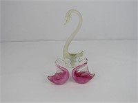 3 Decorative Glass Swans