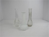 Vases 1 Milkglass 8 " , 2 Glass 9 "