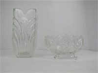 Crystal Vase 9" x 4.5" & Candy Dish  4" x 7"