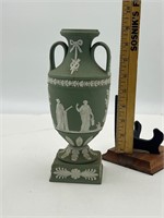 Wedgwood Green Jasperware Apollo Muses Vase 1957