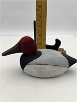 Hand carved wooden canvasback duck small