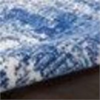 Blue And Ivory Abstract Splash Area Rug - 6' X 9'
