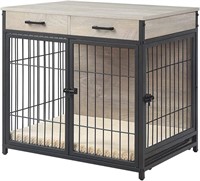 Dog Crate End Table with Tray and 2 Drawers