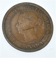 Queen Victoria Canada Large One Cent Coin 1888