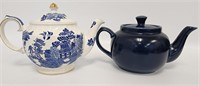 English Windsor Blue & White Tea Pot Grouping