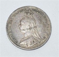 Queen Victoria Great Britain 3 Pence Coin 1890
