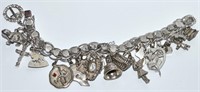 Vintage Sterling Silver 20 Charm Bracelet 57 Grams