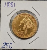 1881 $10 Gold Liberty Head Coin