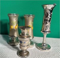 Four Mercury Glass Vases