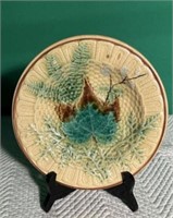 Majolica Pottery Plate with Leaf Design