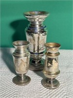 Three Mercury Glass Vases