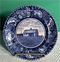 R & M Blue and White China Plate