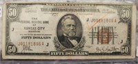 1929 $50 Kansas City Bank Note