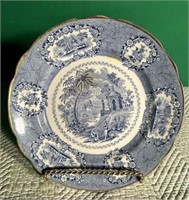 English Blue and White China Plate