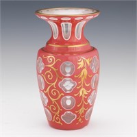 Victorian Bohemian  Cut Back Cased Glass Vase,19th