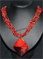 Striking Modernist Red Bead Necklace MCM