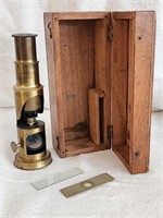 Vintage brass Field microscope 6" tall with